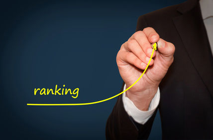 Businessman drawing growing line symbolizing ranking increase